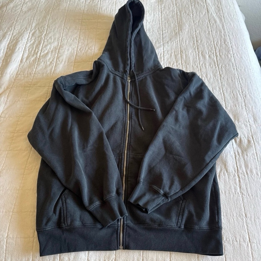 Brandy Melville Oversized Black Zip-Up Hoodie